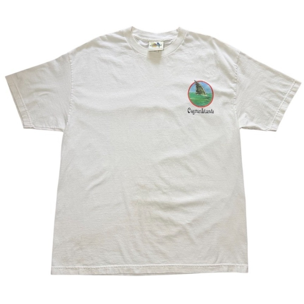 Vintage Y2K Margaritaville Cayman Islands Jimmy Buffet Fish Art Graphic T-shirt - Picture 1 of 9